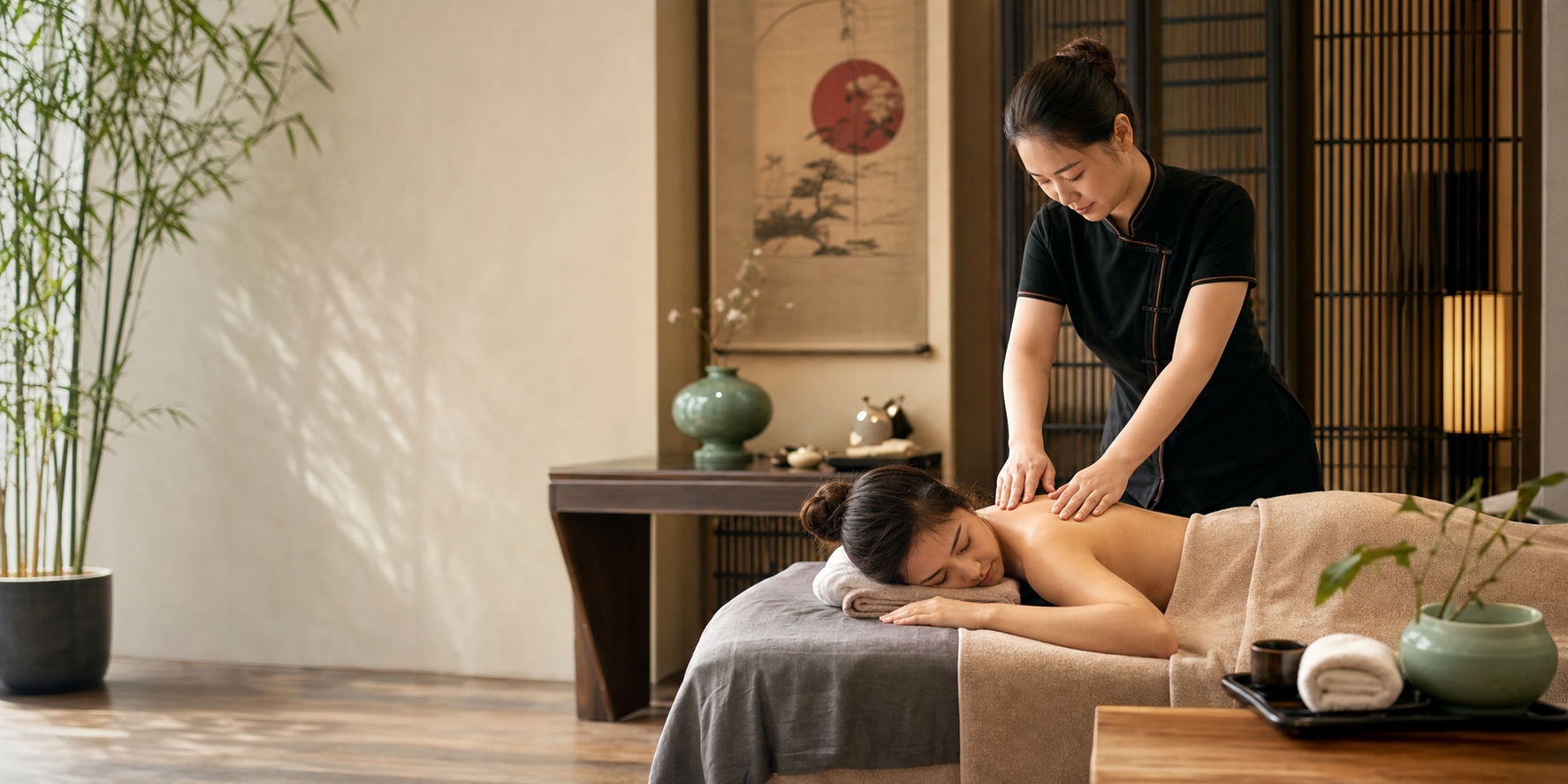Professional Chinese massage treatment in a calm wellness room
